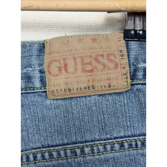 Y2K Guess Jeans Men Straight Leg Sz 36x32 Modele Distressed Button Fly Grunge - Picture 14 of 16